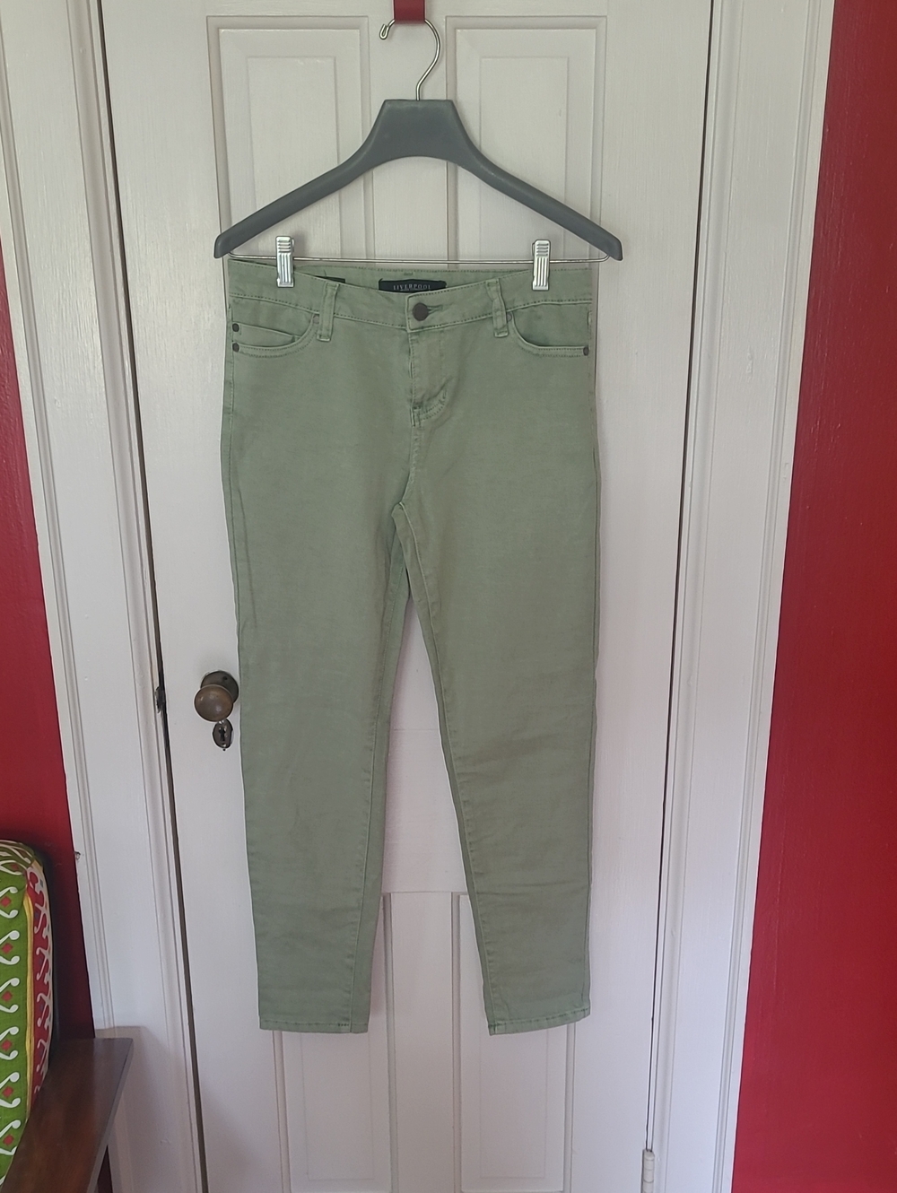 Liverpool Jeans Company Light Sea Green Cropped High-Rise Skinny Jeans, 4/27